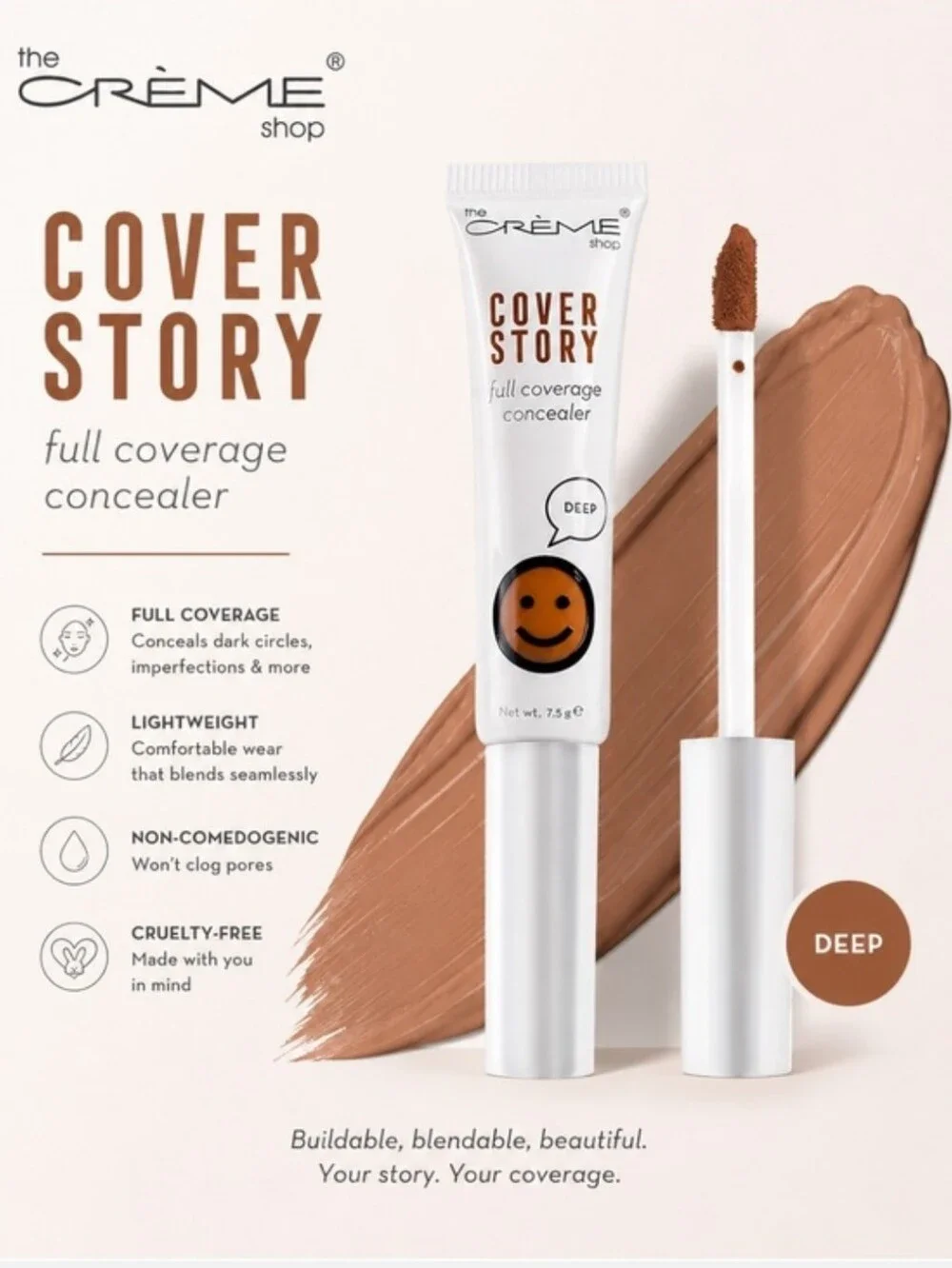 The Creme Shop Cover Story Full Coverage Concealer - Shade Deep